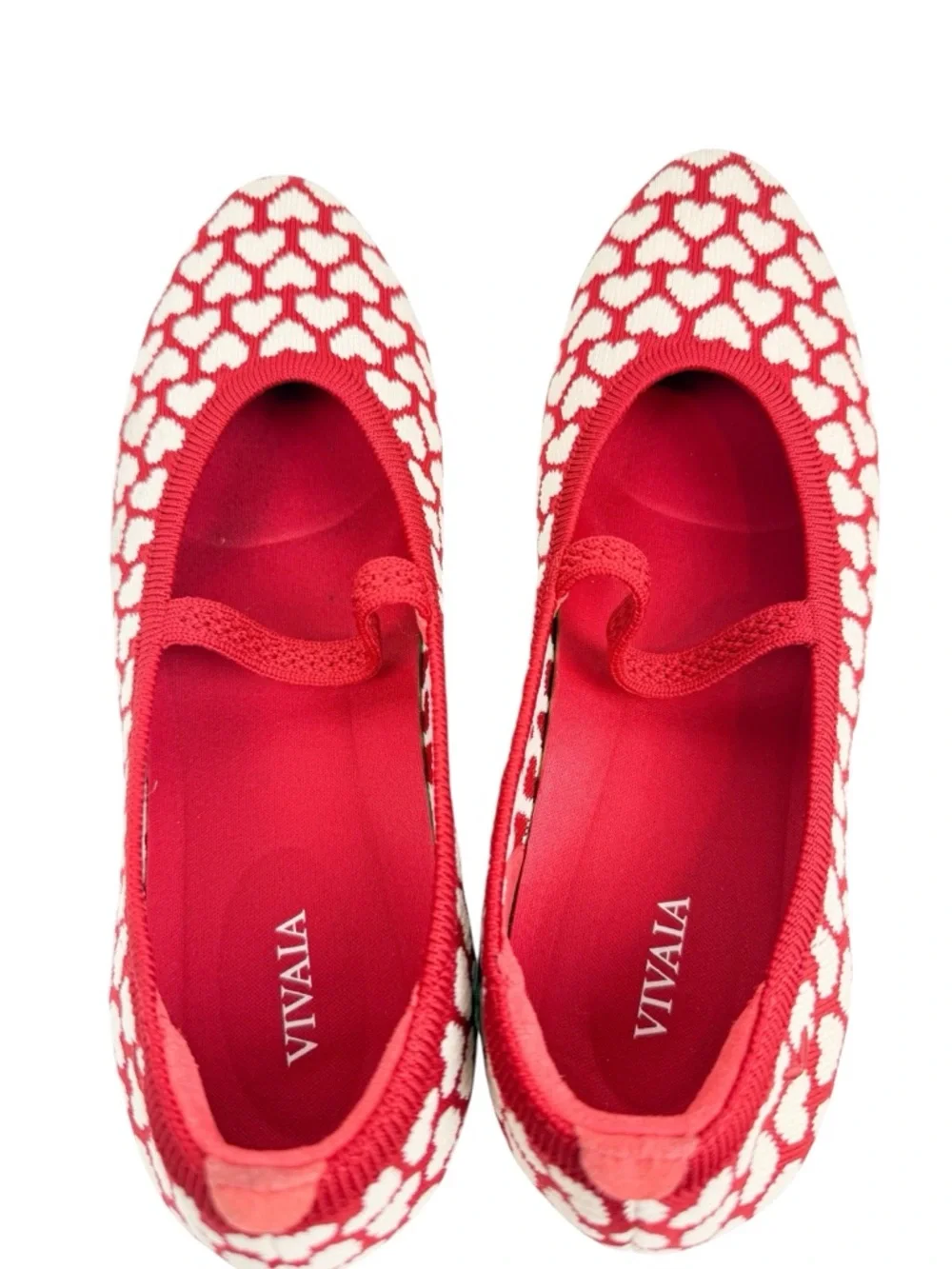 Vivaia Tamia Adaptall Almond Toe Mary Jane Flats Romantic Red Hearts Size 40/ 9